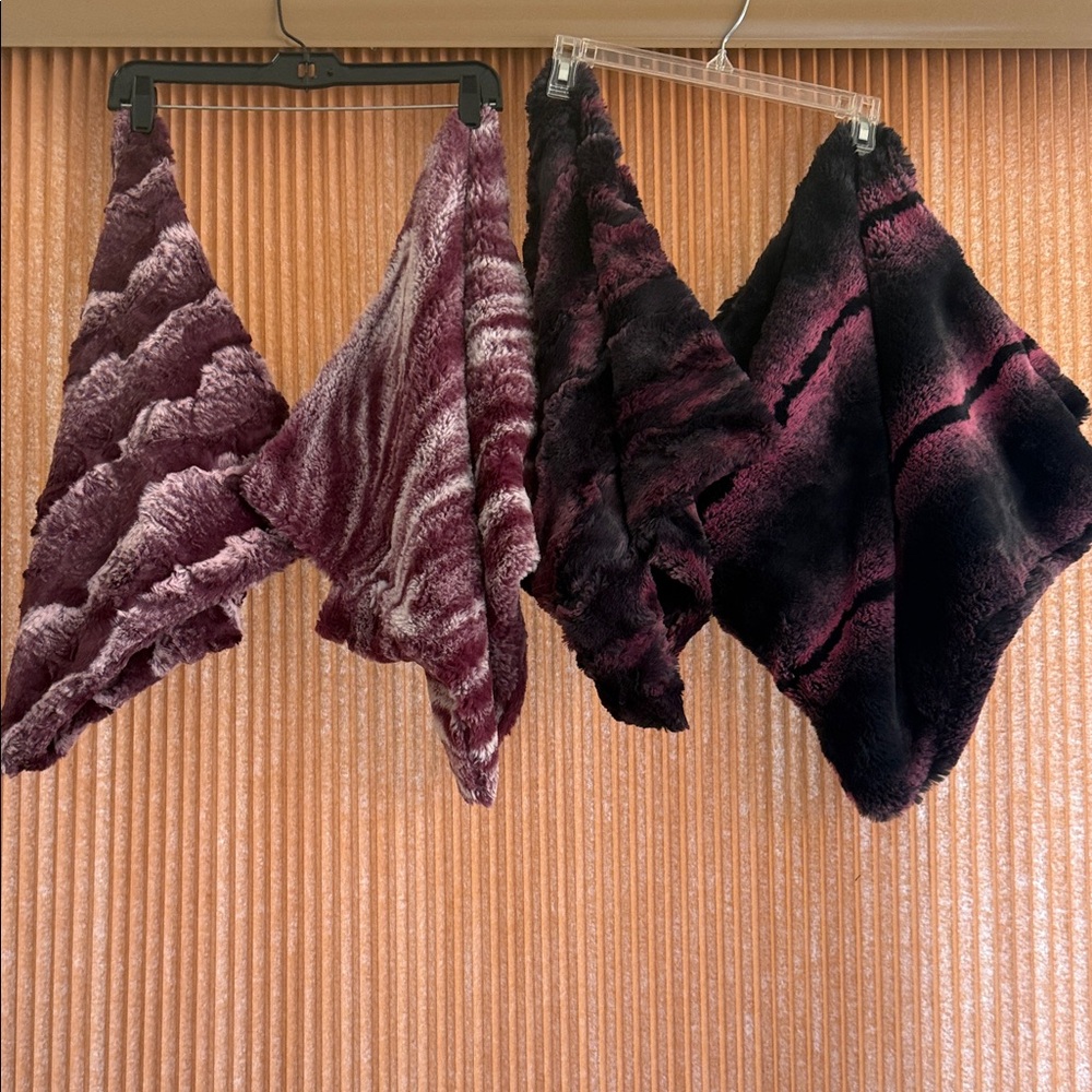 Luxurious Minky Burgundy and Black Throw Pillow Covers Set of 4